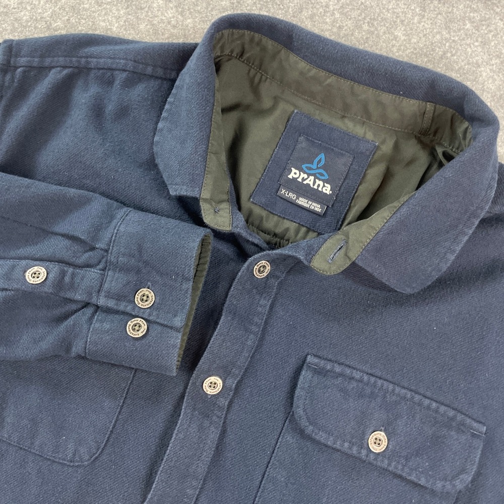Prana Mens Shirt X-LRG Blue Long Sleeve Outdoor Yoga